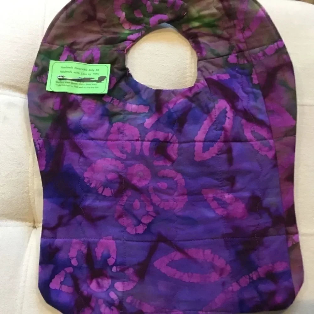 NWT. 3/$25 or $12 ea. Hand Crafted Reversible Quilted Baby Bib.